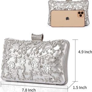 Brand New Silver Rhinestone Clutch